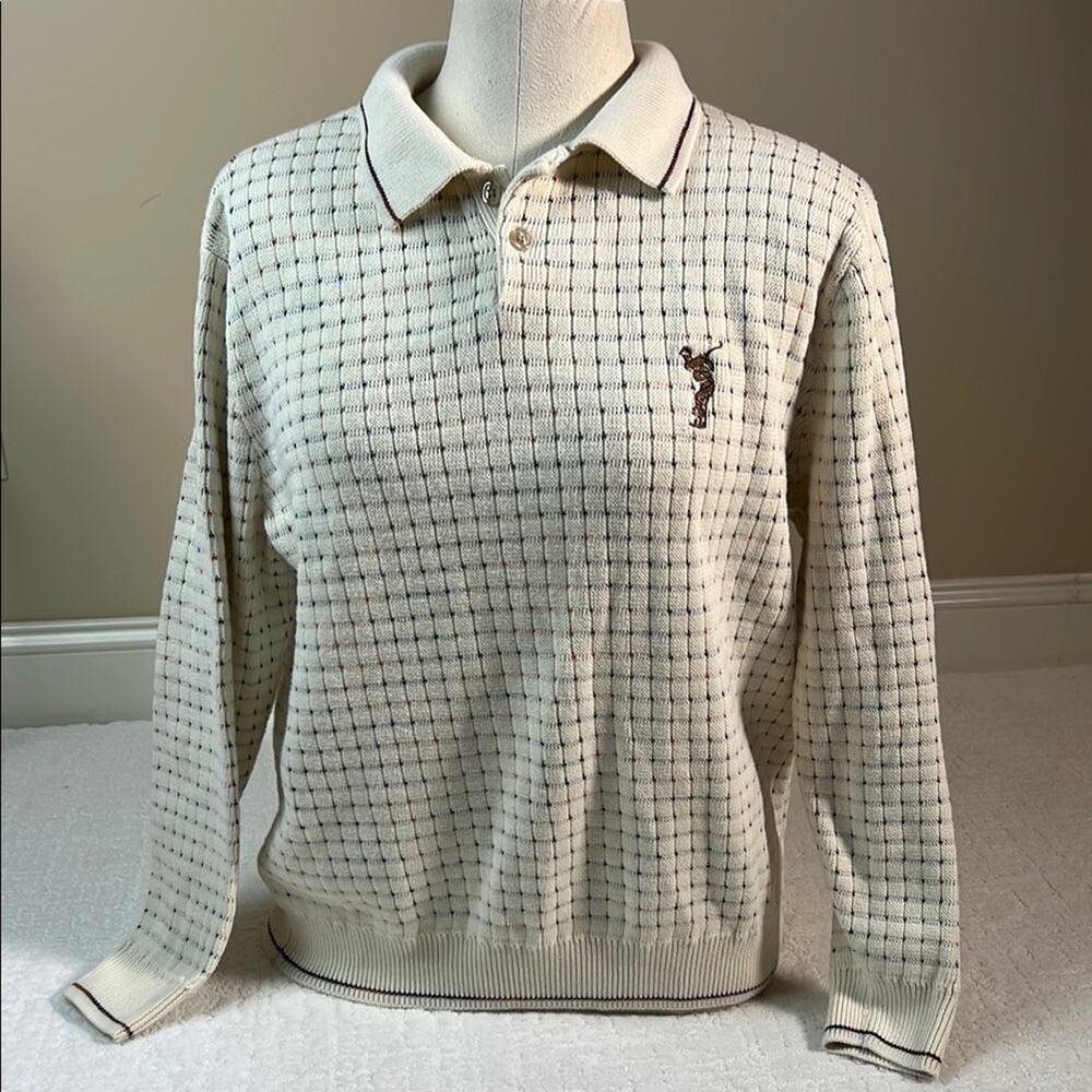 Cypress Links golf sweater long sleeves polo collar cotton pullover L